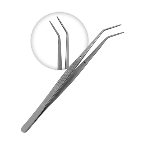 Splinter Forceps - Fine Point - Tweezers Stainless Steel Straight & Curved (Curved 4.50") - size: Curved 4.50"