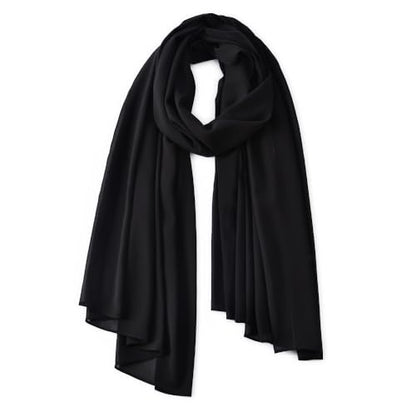 Yeieeo Chiffon Head Wraps for Women - Solid Color Fashion Bubble Chiffon Scarf Hijab - color: Black