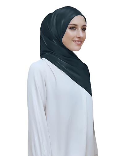 Lina & Lily Sheen Shimmer Women's Crepe Scarf Shawl Wrap Head Hijab Lightweight - color: Dark Teal