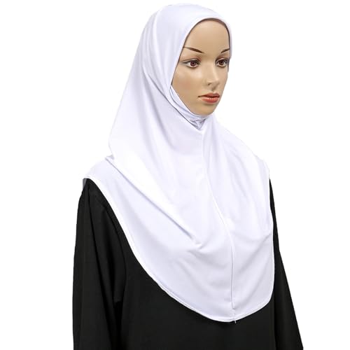 Ready To Wear Hijab For Women Instant Turban Stretch Soft Muslim Scarf For Prayer Long Hijabs Islamic Jersey Abaya - color: White