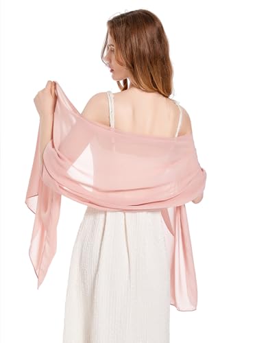 Shawls and Wraps Soft Chiffon Scarve Scarf For Evening Party Dresses Wedding Stole - color: Blush
