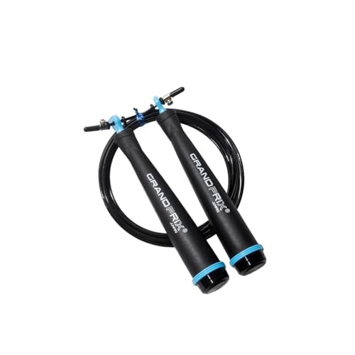 Jump Rope for Men and Women (Grand Prix Ultra Speed Series) – Adjustable Wire Rope for CrossFit, Boxing, and Fitness Training – Smooth, Fast, Tangle-Free Rotation (Made in Korea) - color: Black/Sky