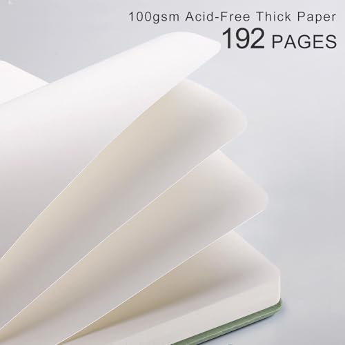 Blank Journal for Women Men, 192 Pages A5 Notebook Journal, Hardcover Notebook with 100Gsm Thick Pages, Leather Note Book for Writing, Travel, Business, Office, Prayer 5.7 x 8.3, Light Green - color: Light Green, style: Plain