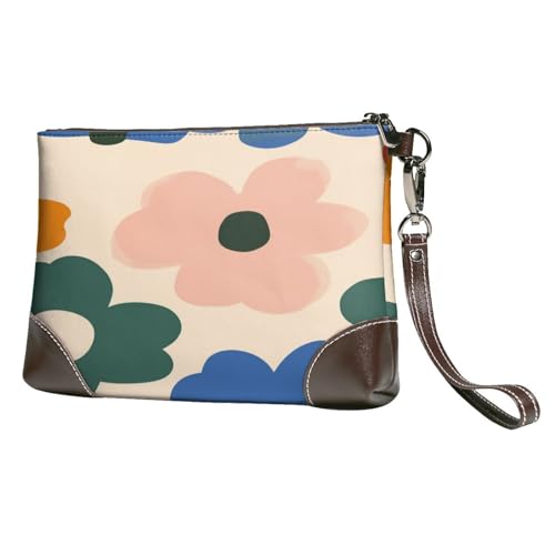 Leather Clutch Purse for Women, Large Capacity Wristlet Wallet with Removable Strap, Zip Handbag - color: Vibrant Floral