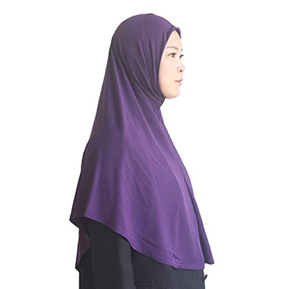 Women's Instant Hijab Muslim Headscarf Prayer Scarf Soft Breathable Stretchy Wrap - color: Purple