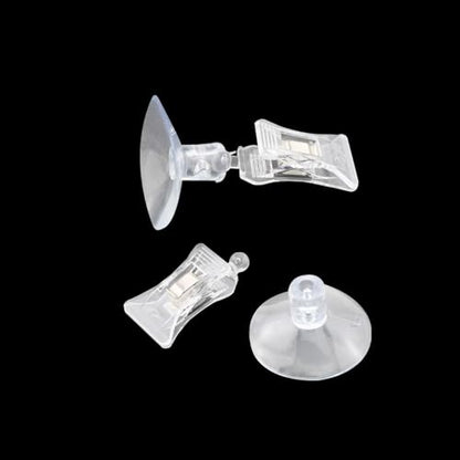 12PCS 48mm Transparent Flexible Plastic Fish Vegetable Seaweed Suction Cup Holder Fish Tank Feeding Clip for Holding Leaves and Kelp