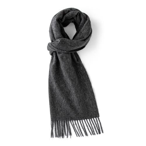 100% Pure Cashmere Scarf for Women Men, Warm Winter Wrap - color: Charcoal Grey