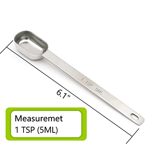 1PCS 1TSP(5ML) Measuring Spoon, Stainless Steel Long Handle Teaspoons | High Precision, Food-Grade Stainless Steel, ‌Rust-Free, Dishwasher-Safe, Easy-Read Markings, Multi-Purpose, Sturdy & Durable - size: 1tsp|1/3tbsp|5ml|1/6oz