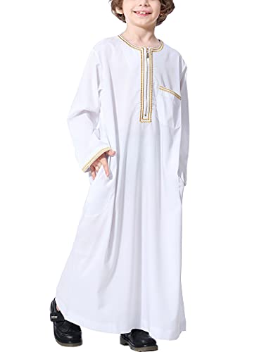 Aomesinc Islamic Boys Jubba Thobe, Saudi Arabia Islamic Clothing, Fashion Boy’s Muslim Long Sleeves Kids Robe - size: 140cm