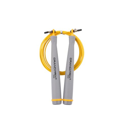Jump Rope for Men and Women (Grand Prix Ultra Speed Series) – Adjustable Wire Rope for CrossFit, Boxing, and Fitness Training – Smooth, Fast, Tangle-Free Rotation (Made in Korea) - color: Gray/Yellow