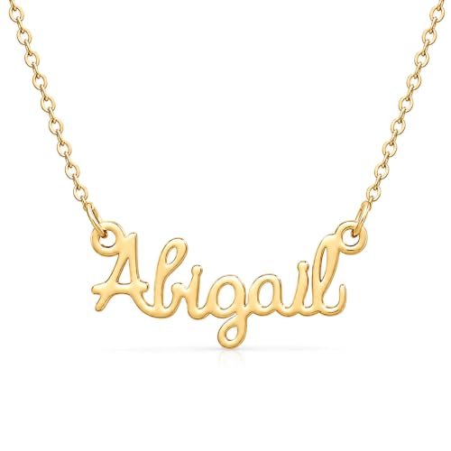 MOMOL 18K Gold Plated Stainless Steel Name Necklace Personalized Custom Name Necklace Customized Nameplate Necklace for women - style: Abigail