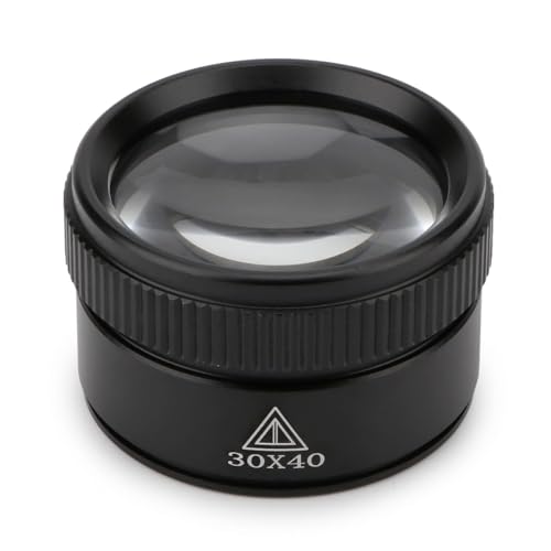Rongon 30X Portable Jewelers Loupe Pocket Handheld Magnifier | Sturdy metal, loupe handheld magnifying glass for jeweler stamps maps antiques magazines books repair electronics (30X 40MM) - size: 30X40MM