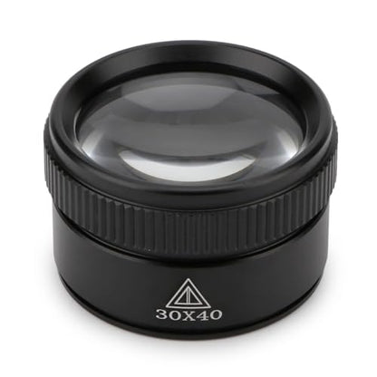 Rongon 30X Portable Jewelers Loupe Pocket Handheld Magnifier | Sturdy metal, loupe handheld magnifying glass for jeweler stamps maps antiques magazines books repair electronics (30X 40MM) - size: 30X40MM