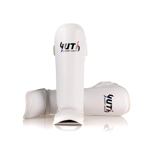 Signature Shin Guards | Premium Muay Thai Shin Guards | Lightweight & Durable Shinguards Muay Thai | Padded, Adjustable Muay Thai Leg Guards for Kickboxing, MMA Sparring, Training - color: White, size: Small