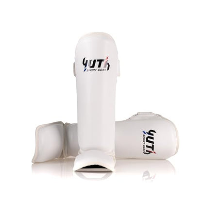 Signature Shin Guards | Premium Muay Thai Shin Guards | Lightweight & Durable Shinguards Muay Thai | Padded, Adjustable Muay Thai Leg Guards for Kickboxing, MMA Sparring, Training - color: White, size: Small
