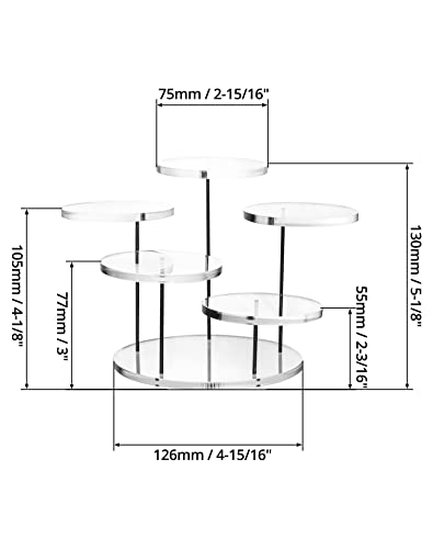 QWORK Round Acrylic Products Display Riser Stands, 5 Tier Displaying Risers Display Stands for Rings Earrings and Mini Figurines, Clear 1 Pack