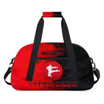 Personalized Martial Art Bag Duffel Bag for Girls, Custom Taekwondo Karate Bag Overnight Bags for Travel Weekender Practice Red Taekwondo - color: Option 10