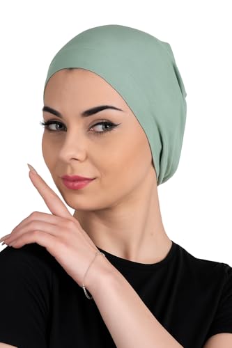 Chemo Headwear for Women - Bamboo Cotton Hats for Women - Head Scarf for Women's Hair - Sleep caps - Beanie Hijab Bonnet - color: Soft Green