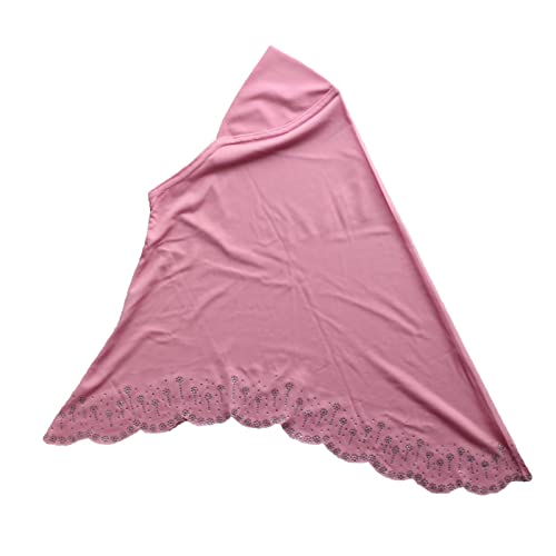 Instant Hijab Scarf for Women Muslim Women Clothing Headscarf for Girls with Czech Rhinestone - color: Pink-wavy Edge
