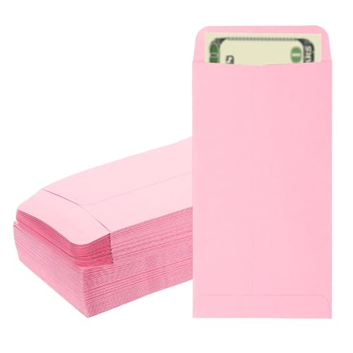 PATIKIL Money Envelope, 100 Pack 6.5" x 3.5" Cash Envelopes Money Holder Bags Budgeting Saving Challenge Letter for Gift Coins Checks Tickets Jewelry Passport Card, Pink - color: Pink, size: 6.5" x 3.5"