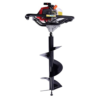 Auger Post Hole Digger, Gas Powered Earth Post Hole Digger Post Holes Earth Digger Petrol Drill Borer Bulb Planting Drill Fence Hole Maker Machine (63CC 3HP 2.2KW Single Leaf) - size: 63CC 3HP 2.2KW Single Leaf