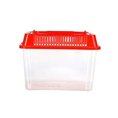 Mipcase Portable Fish Tank for Travel Mini Plastic Fish Carrier Handle for Turtle Gold Fish - color: Red