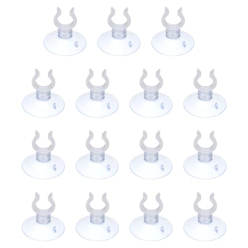 Aquarium Suction Cups, Fish Tank Suction Cups Clips Airline Tube Holders Clamps (Plastic, 15Pcs, Clear) for 0.5" Fish Tank Airline Tubing Binding Moss Shrimp Nest, 13x30MM - color: Clear, size: 13x30MM