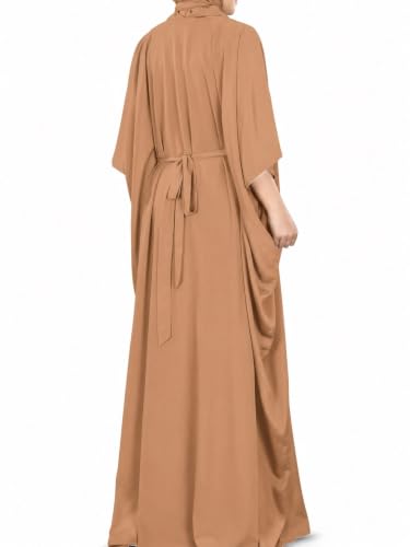 MyBatua Women's Kaftan, Free Size Abaya, Dubai Islamic Dress, Muslim Maxi KF-001 - color: Beige