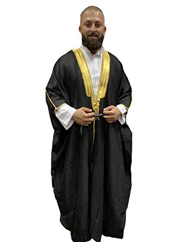 Al Aseel Mens Bisht Cloak Bisht thobe Eid - color: Black