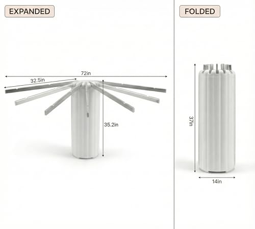 Wall-Mounted Drying Rack Clothing Foldable, Space-Saving Laundry Drying Rack with 7 Rods Perfect for Versatile Indoor and Outdoor Use in Apartment, Bathroom, RV, Balcony and Bedroom - style: Wall-Mounted