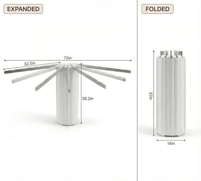 Wall-Mounted Drying Rack Clothing Foldable, Space-Saving Laundry Drying Rack with 7 Rods Perfect for Versatile Indoor and Outdoor Use in Apartment, Bathroom, RV, Balcony and Bedroom - style: Wall-Mounted