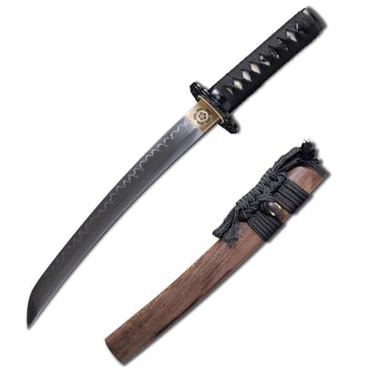 Shinken of Sword Japanese Short Tanto Sword Clay Tempered T10 Steel Blade | Functional hand forged T10 steel Tanto: Real Hamon, 60 HRC edge, full tang & genuine ray skin tsuka for collection
