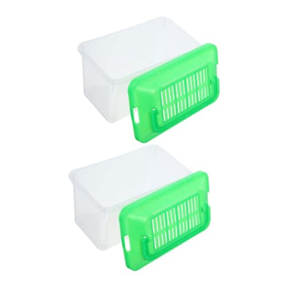 minkissy 2pcs Portable Pet Transport Box for Reptiles and Fish, Medium Green Plastic Turtle Terrarium and Travel Breeding Tank for Small Pets