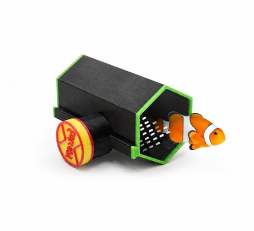 Magnetic Reef Tank Fish Hideout for Clownfish, 3D Printed Flow-Through Shelter for Shrimp, Fry & Small Reef Fish, 3.15" Aquarium Cave, Fits Glass up to 5/16" (Fluorescent Green)