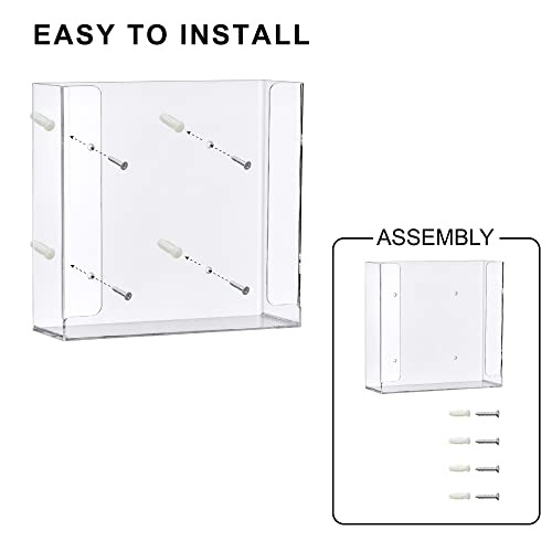Acrylic Glove Box Holder, Wall-Mounted Glove Dispenser, Floating Glove Box Organizer, Medium Size (for 2 Boxes), 10.5" W x 10.0" H x 3.5" D (Mounting Hardware Included) - size: Medium (for 2 Boxes)
