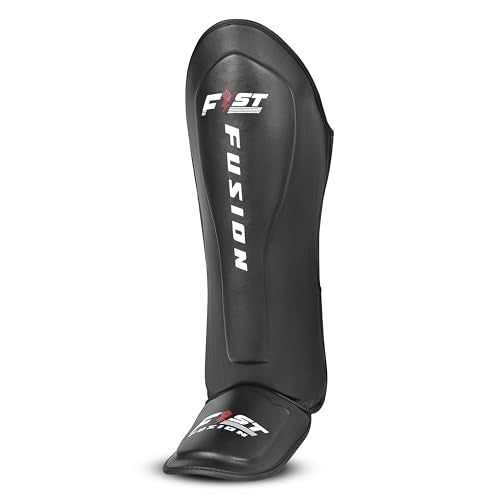 FF MMA Shin in Step Guards Padded Muay Thai Leg Protection for Kickboxing Training Sparring Leg Guards Adjustable Boxing Shininstep x2 - color: Black, size: Large/XL