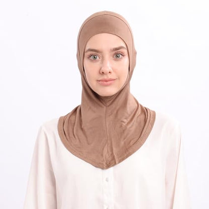 Modal Jersey Muslim Amira Instant Hijab Scarf for Women Jersey Hijab Undercaps - color: Camel