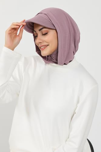 Aisha's Design Full Coverage Cotton Bonnet Hijab with Visor Modest Underscarf Bonnet - color: Lilac