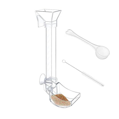 Aquatic Fish Feeding Disk - Glass Shrimp Feeder Tube Set, Clear Suction Cup Feeder Tray, Tank Feeding Station | Aquarium Care Tool for Pets | Easy Feed Solution for Shrimp Fish Snails - size: 17CM feeding tube + cleaning brush + feed spoon