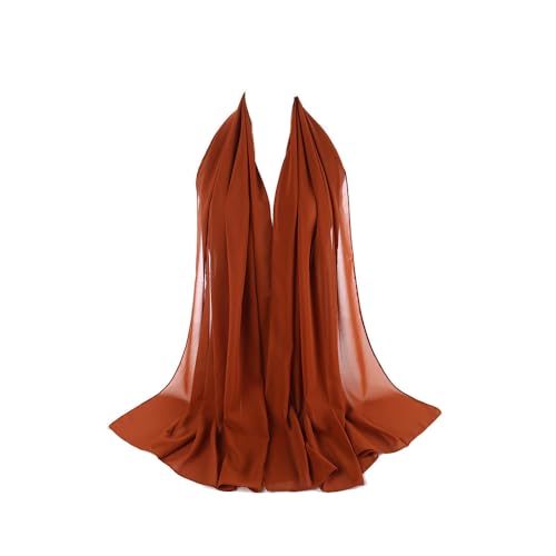Premium Chiffon Hijab Head Scarf Shawl Wrap for Muslim Women Lightweight - color: Caramel