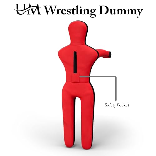 UM Supplies Premium Grappling Wrestling Multipurpose Dummy for MMA, BJJ, Judo, Karate, Jiu Jitsu | Unmatched Quality PC Fabric - (Unfilled) (Red, 5FT)