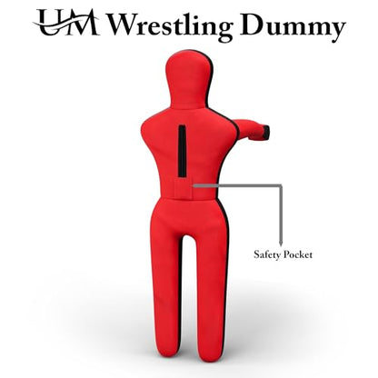 UM Supplies Premium Grappling Wrestling Multipurpose Dummy for MMA, BJJ, Judo, Karate, Jiu Jitsu | Unmatched Quality PC Fabric - (Unfilled) (Red, 5FT)