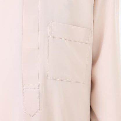 Boys Muslim Abaya Thobe Long Sleeve Cotton Islamic Prayer Kaftan Clothes Teen Kids Ramadan Plain Soft Festive Thobe - color: Beige, size: 3-4T