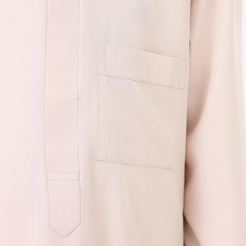 Boys Muslim Abaya Thobe Long Sleeve Cotton Islamic Prayer Kaftan Clothes Teen Kids Ramadan Plain Soft Festive Thobe - color: Beige, size: 11-12 Years