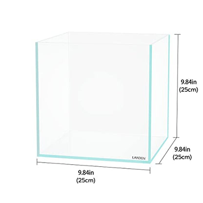 25C Rimless Low-Iron Cube Aquarium, 3.7 Gal, 9.8x9.8x9.8in | 25x25x25cm; shrimp, betta and nano; 5mm glass - size: 3.7Gal W9.84×D9.84×H9.84 in(25x25x25cm)