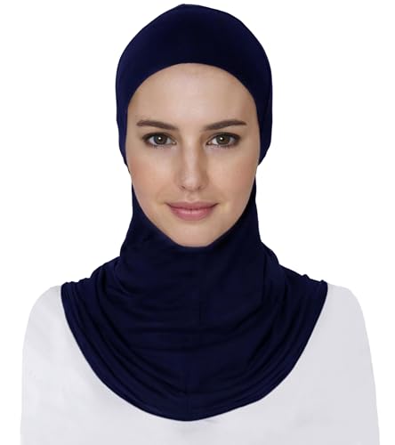 Lina & Lily Modal Jersey Full Coverage Ninja Hijab Undercap with Neck Cover for Muslim Women - color: Navy Blue
