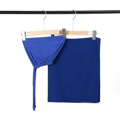 Matched Hijab and Undercap Set, Chiffon Muslim Head Scarf for Women, A Perfectly Decent Combination - color: Royalblue