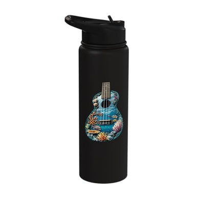 Ukulele Water Stainless Steel Insulated Water Bottle - color: Black