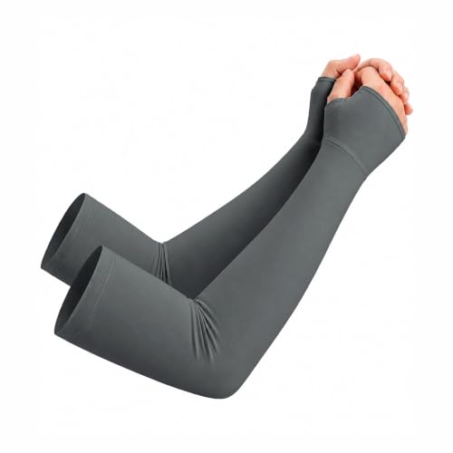 netdraw Unisex Bamboo Viscose Arm Sleeves with Thumb Hole - color: Dark Gray, size: Large-X-Large