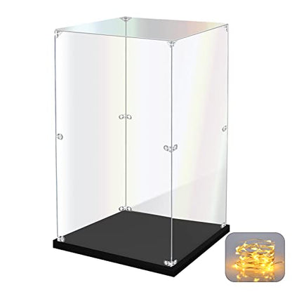 KOLIPI Acrylic Display Case for Collectibles Assemble Clear Acrylic Display Box for Lego Alternative Glass Case for Showcasing Figures Doll Toys Home Storage(8x8x14 inch, 20x20x35 cm) | Plexiglass Box for Lego Figures Dolls Models, Dustproof Protection, S